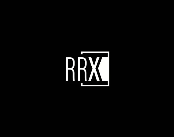 Rrxロゴとグラフィックデザイン 現代とスリークベクトルアートと黒の背景に隔離されたアイコン — ストックベクタ