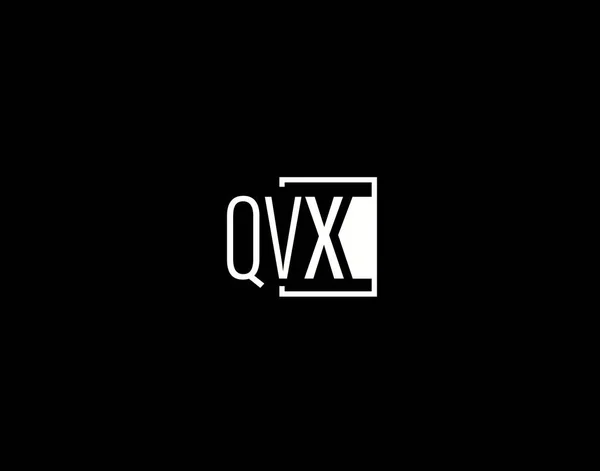 Qvx标识和图形设计 现代和Sleek矢量艺术和图标隔离的黑色背景 — 图库矢量图片