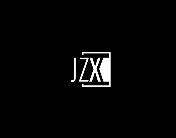 Jzx标识和图形设计 现代和Sleek矢量艺术和图标隔离的黑色背景 — 图库矢量图片