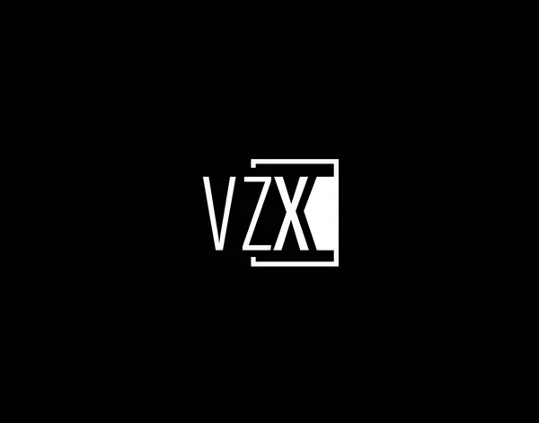 Vzx Logosu Grafik Tasarımı Modern Gösterişli Vektör Sanatı Simgeleri Siyah — Stok Vektör