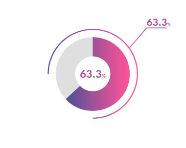 % 63.3 çember diyagramı Infographics vektörü, daire diyagramı iş illüstrasyonu, Pie Chart 'ta% 63.3 segmenti tasarlama.