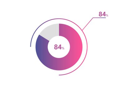 Yüzde 84 çember diyagramı Infographics vektörü, daire diyagramı iş illüstrasyonu, Pie Chart 'ın% 84' ünü tasarlayan.