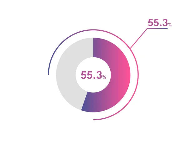 stock vector 55.3 Percentage circle diagrams Infographics vector, circle diagram business illustration, Designing the 55.3% Segment in the Pie Chart.