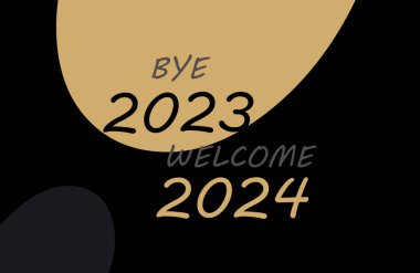 Yeni yıl, yeni yıl duvar kağıdı 2024, 2024 BYE 2023 yazısıyla siyah zemin