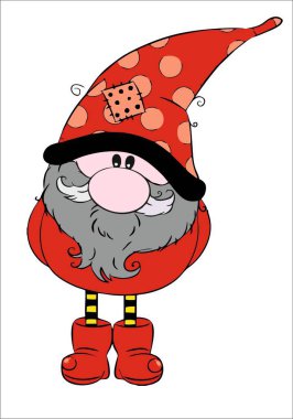 Bıyıklı şirin bir cüce. vektör illüstrasyonu