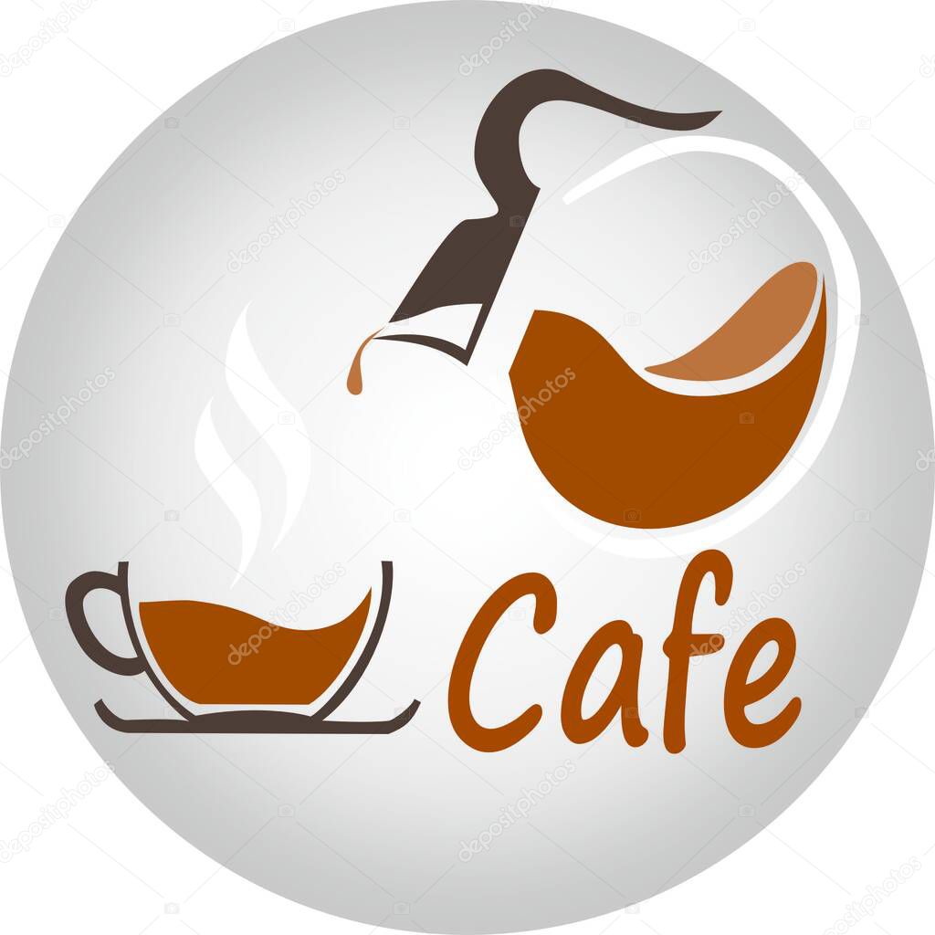 Cup of coffee with coffee pot