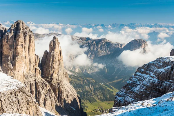 Άποψη Των Βουνών Sella Ronda Dolomites Ιταλία — Φωτογραφία Αρχείου