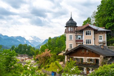 Berchtesgaden 'in ünlü tarihi kenti ve dağları, Berchtesgadener Toprakları, Yukarı Bavyera, Almanya