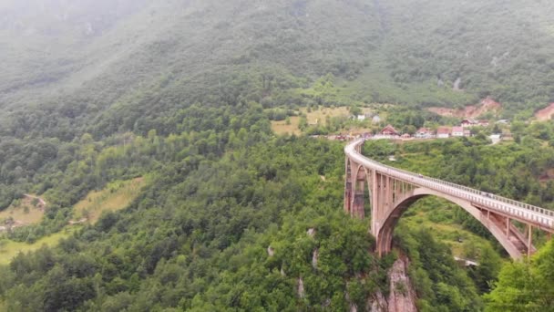 Aereo Del Ponte Djurdjevica Sul Canyon Del Fiume Tara Montenegro — Video Stock