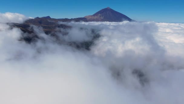Letecké Záběry Národního Parku Teide Hory Teide Dálce Nad Bílým — Stock video