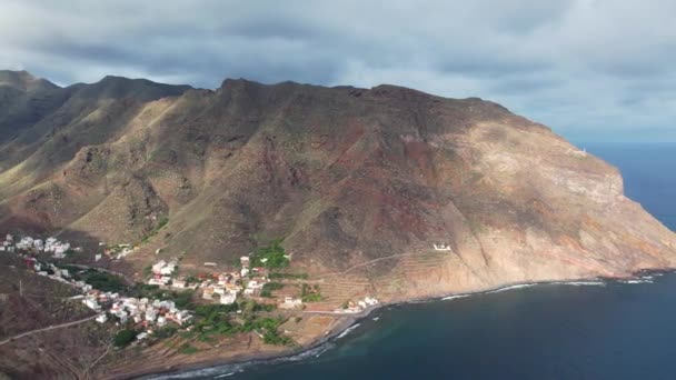 Drone Aerial View Typical Tenerife Village San Andres Canary Islands — Video
