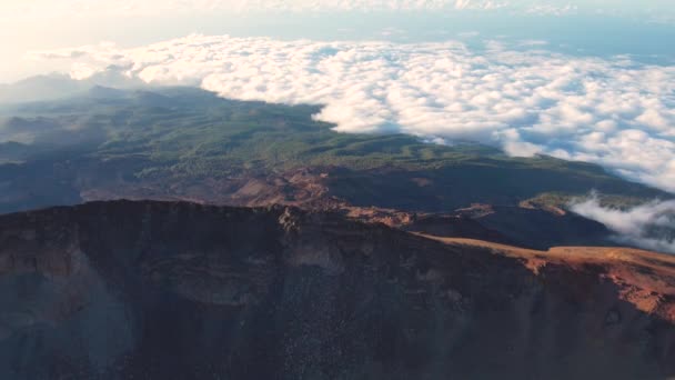 Sunset Pico Viejo Volcano Crater Seen Mount Teide Tenerife Canary — Stockvideo