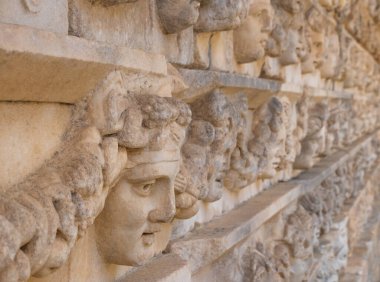 Sculpted Greek mask recovered from the ruins of the theater of Aphrodisias ancient city Aydin, Turkey