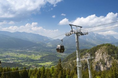 Almanya 'da Berchtesgadener, Bavyera' da kablo araba ve yaz manzarası