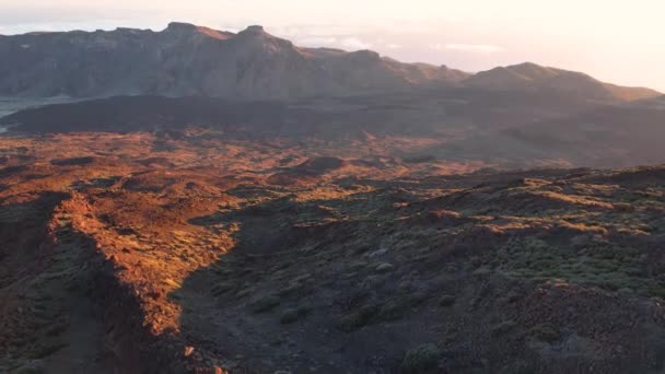 Aerial View Teide Volcano Lava Field Tenerife Canary Islands Spain — Stok video