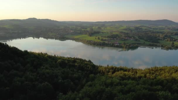 Atardecer Volar Sobre Campo Montaña Lago Weissensee Alemania Naturaleza Salvaje — Vídeos de Stock