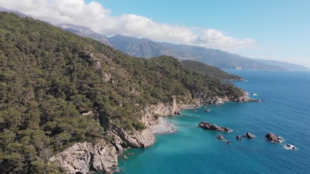 Drohnenblick Auf Küste Und Buchten Der Nähe Von Oludeniz Likya — Stockvideo