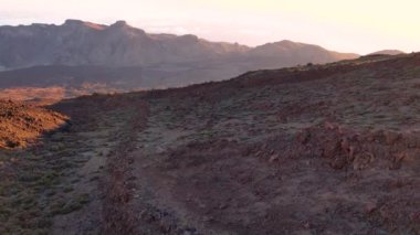 Aerial view of Teide volcano lava field, Tenerife, Canary islands, Spain.