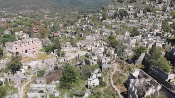 Vue Aérienne Sur Drone Ancien Village Grec Abandonné Kayakoy Fethiye — Video