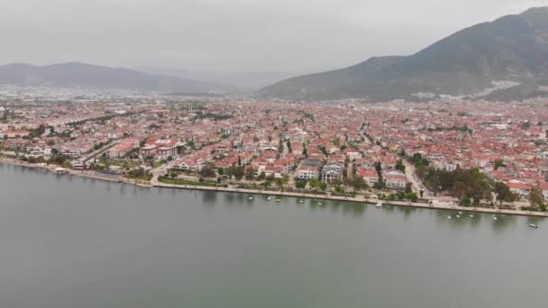 Aerial Drone View Fethiye Town Embankment Sea City Quarters — Stock Video