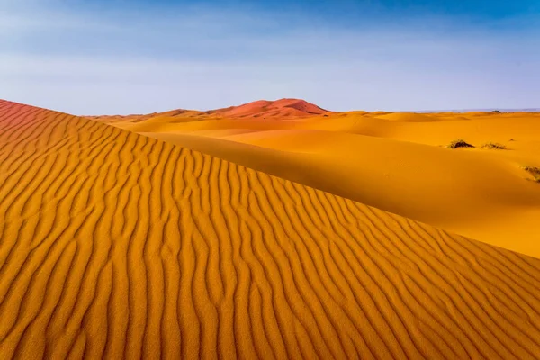 Majestuosa Hermosa Escena Las Dunas Merzouga Del Desierto Del Sahara —  Fotos de Stock