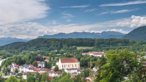中世纪度假小镇Bad Tolz及其周围环境的时间流逝 — 图库视频影像