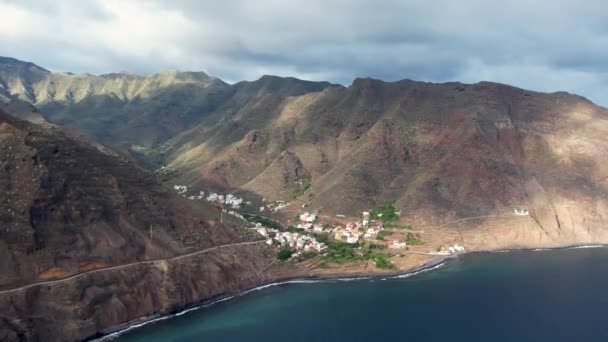 Drone Aerial View Typical Tenerife Village San Andres Canary Islands — 비디오