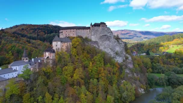 Burg Orava Oder Oravsky Hrad Der Slowakei Mittelalterliche Hohe Und — Stockvideo