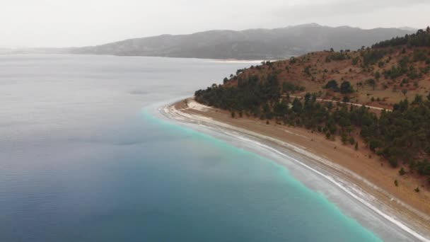 Вид Воздуха Содовое Озеро Сальда Турции — стоковое видео