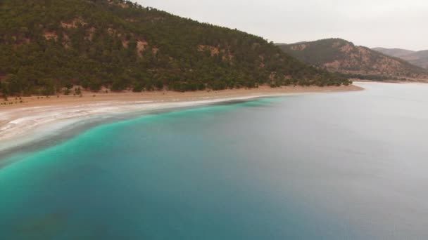 Вид Воздуха Содовое Озеро Сальда Турции — стоковое видео