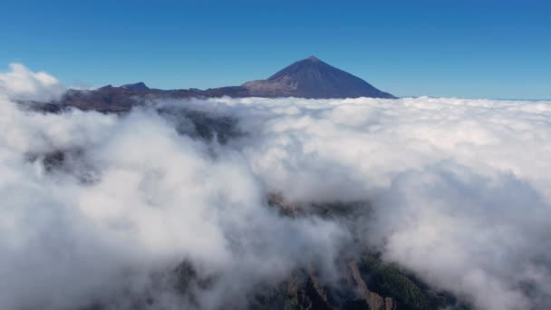 Letecké Záběry Národního Parku Teide Hory Teide Dálce Nad Bílým — Stock video