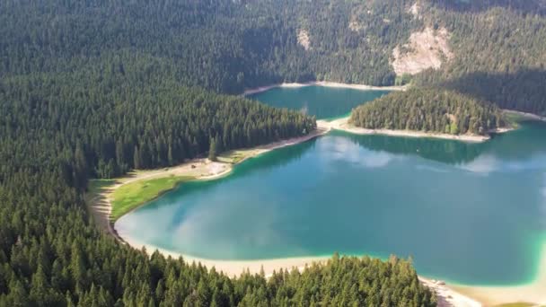 Letecký Pohled Černé Jezero Národním Parku Durmitor Černá Hora Horské — Stock video