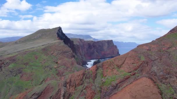 Luchtfoto Van Ponta Sao Lourenco Eiland Madeira Portugal Prachtig Landschap — Stockvideo
