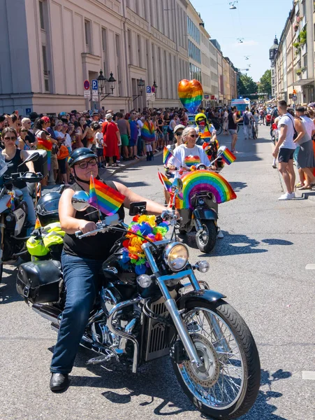 Munich, Germany - 16 July 2022: participants at the annual Christopher street day CSD parade at the old town of Munich