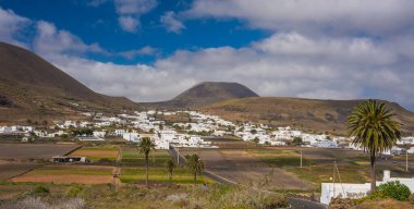 La Haria 'nın volkanik manzarası. Lanzarote Kanarya Adaları İspanya