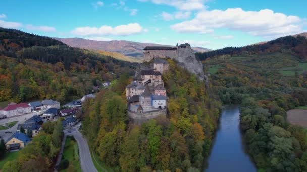 Burg Orava Oder Oravsky Hrad Der Slowakei Mittelalterliche Hohe Und — Stockvideo
