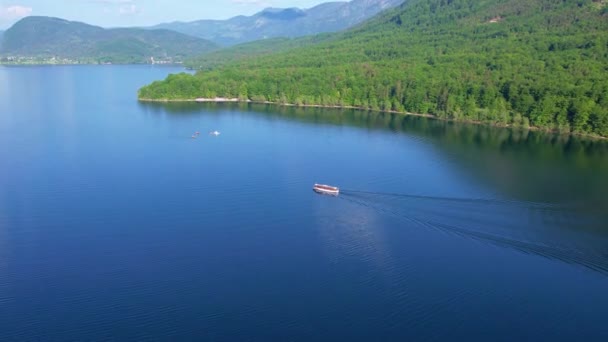 Veduta Aerea Del Lago Bohinj Nelle Alpi Giulie Destinazione Turistica — Video Stock
