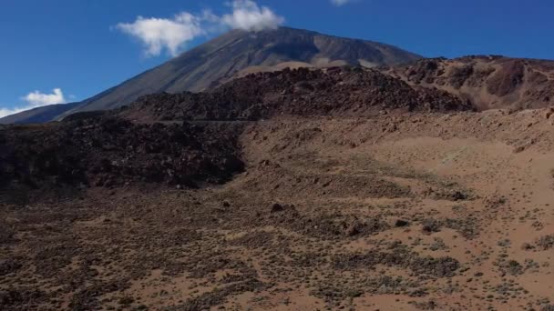 Aerial View Teide Volcano Lava Field Tenerife Canary Islands Spain — Stock video