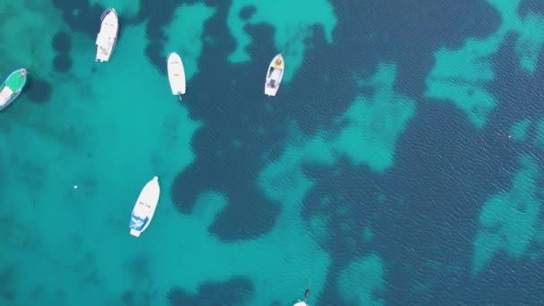 바다의 청록색 보트에 아래로 크로아티아 — 비디오