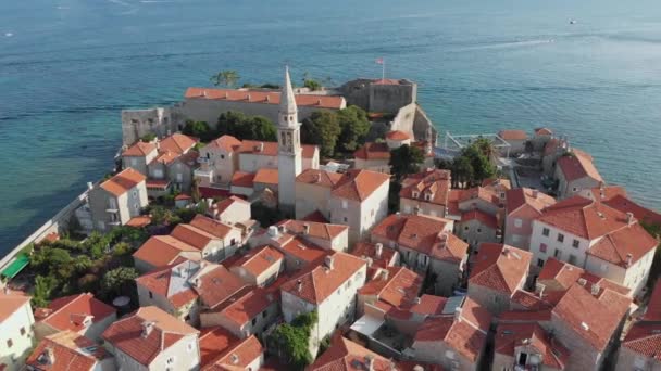 Aerial View Budva Old Modern City Adriatic Sea Coast Center — 图库视频影像