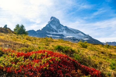 Autumn in Zermatt with a lovely view of the Matterhorn peak near Zermatt Switzerland clipart