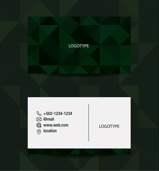 Elegant Green Business Card Green Texture Triangles Personal Business Card — Stock Vector