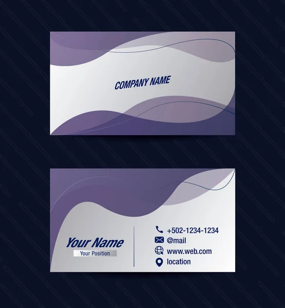 Gray Business Card Purple Lilac Waves Purple Abstract Business Card — Stock Vector
