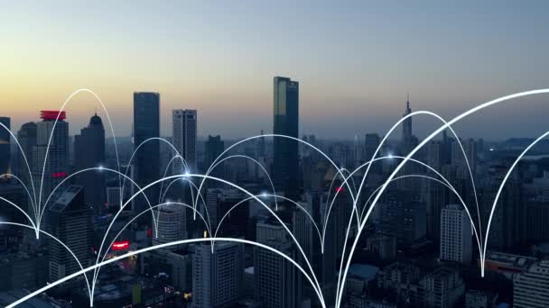 Smart City Conceptul Rețea Comunicații — Videoclip de stoc