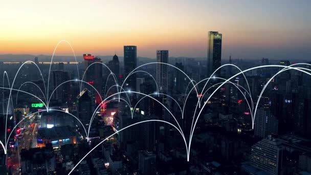 Smart City Concept Réseau Communication — Video