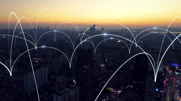 Smart City Conceptul Rețea Comunicații — Videoclip de stoc