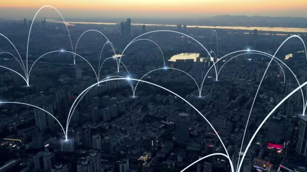 Концепція Розумного Міста Комунікаційної Мережі — стокове відео
