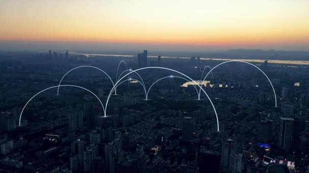 Концепция Умного Города Коммуникационной Сети — стоковое видео
