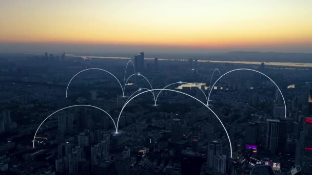 Smart City Concept Réseau Communication — Video