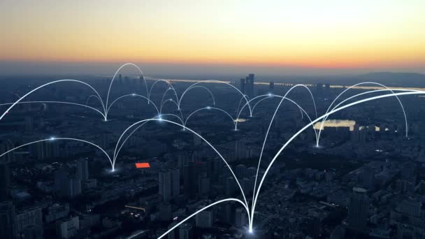 スマートシティと通信ネットワークの概念 — ストック動画